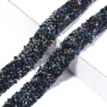 Primer plano detalle de cinta de adorno de diamantes de resina AB negra, cinta de cristal. - 1.2cm Ancho 2 Yardas/Pack / Negro