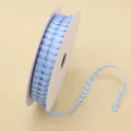 Light blue heart shape ribbon lace trim for gift wrapping, crafts, and DIY floral decor. - Heart Chain Style (F6388) / Ribbon Width 0.8cm 20 Yards/Roll / Blue
