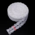 Λευκή ελαστική δαντέλα 2.5cm πλάτος διάτρητο σχέδιο κορδέλα για ραπτική ένδυσης αξεσουάρ. - 2.5cm Πλάτος x 5 Γιάρδες/Πακέτο / Ζαχαρί