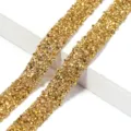Imagen de detalle de ribete de diamantes de imitación de resina dorada, cinta de cristal. - 1.2cm Ancho 2 Yardas/Pack / Dorado
