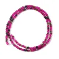 Detailed view of mixed color crystal glass faceted beads strand for DIY jewelry making. - 145 Pieces/Pack / Purple Red Multi / 3mm