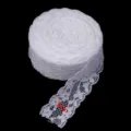 Nastro di pizzo elastico bianco, nastro floreale cavo da 3 cm per abiti da sposa e sartoria. - 3cm di Larghezza x 5 Iarde/Confezione / Bianco sporco
