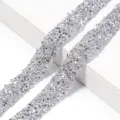 Cinta de diamantes de imitación de resina AB termoadhesiva cristal para manualidades - 1.2cm Ancho 2 Yardas/Pack / Plateado