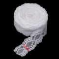 Nastro in pizzo elastico bianco 3.2cm di larghezza per abito da sposa cucito fai da te. - Larghezza 3.2cm x 5 Yards/Pack / Bianco sporco