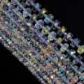 Faceted crystal rondelle spacer beads, AB color rainbow sparkling DIY jewelry making parts. - Clear New AB