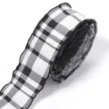 Black white plaid polyester ribbon for DIY bows gift box wrapping sewing crafts accessories. - Width 2.5cm 5 Yards/Pack / Black