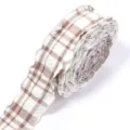 Polyester bubble plaid ruffled ribbon for DIY bows, cake boxes, clothing, and doll accessories. - Width 4cm 5 Yards/Pack / Coffee