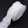 White polyester bubble textured ruffled ribbon trim for DIY crafts gift wrapping and clothing. - White
