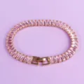 Elegant rose gold pink crystal baguette tennis bracelet for women daily wear party jewelry - Versatile Pink Bracelet BS-J5476GPINK