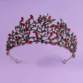 Vintage gothic red black crystal tiara queen crown for women wedding bridal party hair accessory - Festive All-match Crown (TS-J2945RED) / Red & Black