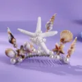 Peigne à cheveux coquillage étoile de mer perle mariage plage vacances accessoire fait main. - Peigne Cheveux Océan