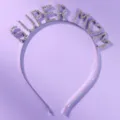 Sparkling rhinestone letter headband silver metal super mom hair hoop party accessory - Silver Rhinestone Headband (TS-J3460S) / Silver