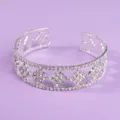 Silver rhinestone cuff bracelet, sparkling crystal open bangle for wedding party daily wear. - Exquisite Niche Bangle BS-J5465S