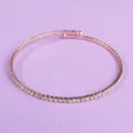 Rose gold crystal rhinestone minimalist flexible bracelet variant for daily wear and dating. - Rose Gold Luxury Bangle BS-J5416RG