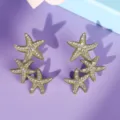 Elegant crystal starfish cluster stud earrings for women, chic daily wear and party jewelry. - Bridal Travel (ERS-J4107G)