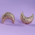 Gold textured crescent moon stud earrings minimalist fashion chic daily wear statement jewelry - Commuting All-Match (ERS-J4322G)