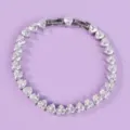 Charming silver heart-shaped cubic zirconia tennis bracelet for elegant daily wear and parties. - Dating Travel Bracelet BS-J5469S