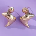 Abstract geometric rose gold metal stud earrings, perfect for daily wear or elegant parties. - Gentle and Sweet (ERS-J4323G)