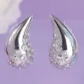 Silver teardrop rhinestone stud earrings elegant minimalist fashion party jewelry accessory. - Light Luxury Silver (ERS-J4327S)