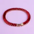 Red crystal baguette tennis bracelet gold tone luxury elegant jewelry gift for women party - Versatile Red Bracelet BS-J5476GRED