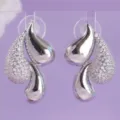 French light luxury metallic teardrop cubic zirconia stud earrings for women daily wear. - Exquisite Silver (ERS-J4328S)