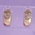 Chic rose gold heart crystal hoop earrings for women, stylish daily wear and party fashion jewelry. - Versatile Daily (ERS-J4333G)