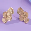 Chic gold-plated clustered petal stud earrings, elegant geometric design for party and daily wear. - Elegant Light Luxury (ERS-J4345G)