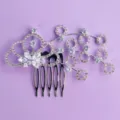 Silver rhinestone hair comb, sparkling crystal bridal hair accessory for party and wedding. - Exquisite Silver Style (HS-J6837S)