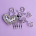 Rhinestone heart hair comb wedding bridal updo insert accessory sparkle crystal hair jewelry piece - Trendy Niche Style (HS-J6838S)
