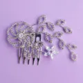 Silver rhinestone hair comb floral bridal updo styling insert comb wedding hair accessory - Niche Delicate Style (HS-J6840S)