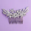 Silver rhinestone floral hair comb bridal wedding hair accessories insert comb sparkly hair pin - Versatile Silver Style (HS-J7011S)