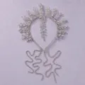 Handgemachte Braut Strass Krone Haarreif mit funkelnden Kristall Quasten für Hochzeit. - Strass Quaste Stil (TS-J3475S)