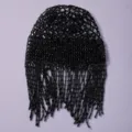 Schwarze Perlen Haube Vintage Fransen Kopfschmuck für Braut Hochzeit Party Zubehör. - Luxus Schwarzer Haarschmuck (HS-J7517BLK)