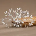 Peigne à cheveux de mariée perle cristal mariage accessoire fait main fil argenté - Peigne à Cheveux en Perles Style Forêt (HS-J6968S) / Argent