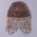 Retro Perlen Fransen Haarschmuck Bunte Braut Haaraccessoire für Hochzeit und Urlaub - Luxus Mehrfarbiger Silber Haarschmuck (HS-J7517SCAI)