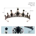 Vintage baroque black crown bridal hair accessories rhinestone alloy tiara 15.5cm diameter - Ancient Gold Black Rhinestone