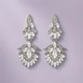 Vintage strass kroonluchter hangende oren in zilverkleur voor feest en dagelijks. - Eenvoudige en Veelzijdige Stijl (ERS-J3084S) / Zilver
