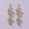 Goudkleurige strass blad hangende oorbellen, elegante lange drop mode sieraden voor feestje. - Vintage Lichte Luxe Stijl (ERS-J3156G) / Goud