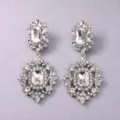 Elegante vintage kristallen oorbellen met sprankelende strass-stenen voor dames partij sieraden - Eenvoudige en Hoogwaardige Stijl (ERS-J3962S) / Zilver