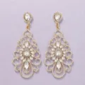Vintage goudkleurige strass lange oorbellen elegante feest bal mode sieraden accessoires - Frisse en Zoete Stijl (ERS-J3967G) / Goud