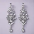 Zilveren vintage kristalen kroonluchter oorbellen glinsterende strass feest oorbellen - Prachtige Woon-werkstijl (J4096S) / Zilver