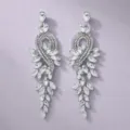 Lange Kristallen Oorhangers Zilver Strass Vintage Dames Oorbellen voor Feest Sieraden - Casual Lichte Luxestijl (J4097S) / Zilver