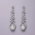 Prachtige lange strass oorbellen voor dames, vintage zilveren kroonluchter kristallen. - Dagelijkse Woon-werkstijl (J4156S) / Zilver