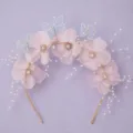 Pink floral butterfly hairband with pearls, sweet bridal hair accessory for wedding and party - Mori Style Versatile Headband (TS-J3437GPINK)