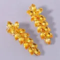 Variante pince feuille cristal jaune, barrette strass scintillante pour fête et quotidien. - Lot de 2 / Champagne