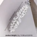 Élégante pince à cheveux en zircone cubique marquise strass scintillants design feuille argentée - Style Oeil de Cheval Ondulé (HS-J7491S) / Argent