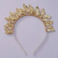 Elegant gold leaf headband bridal hair accessory for wedding, party and evening gown. - Retro French Gold Headband (TS-J2915G) / Gold