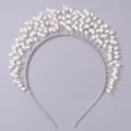 Märchenhafte Perlen Braut Haarreif, elegante Hochzeit Tiara Haar-Accessoire Damen. - Flexibles Silber Stirnband Waldstil (TS-J2231S)