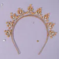 Elegantes goldenes Perlen Strass Braut Haarreif im Wald Stil Hochzeit Haarschmuck Krone - Fotoshooting Goldenes Stirnband (TS-J3100G)