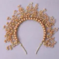 Goldene Braut Perlen Tiara Haarreif für Hochzeit Abschlussball elegante Haarschmuck - Dating Braun Stirnband (TS-J3005G)